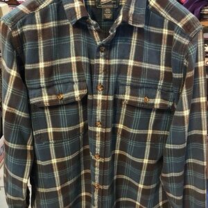 Woolrich Men's Blue and Brown Plaid Shirt
